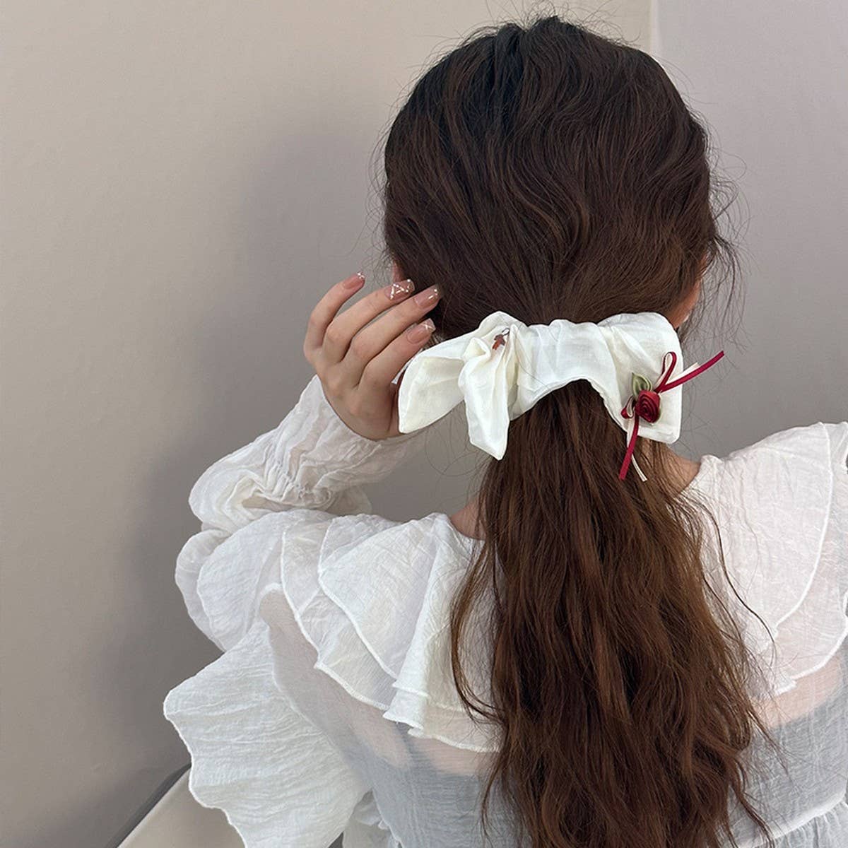 Vintage Lace Rose Scrunchie, photo 3 of 6