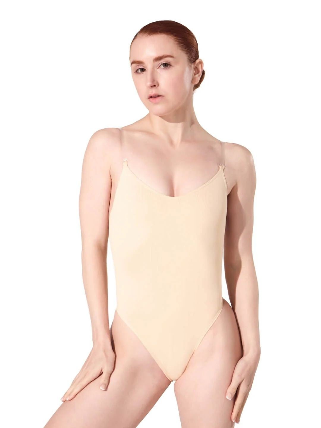Camisole leotard W/ clear adjustible straps