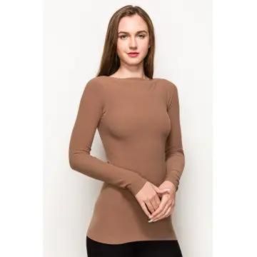 Boat Neck Long Sleeve Top