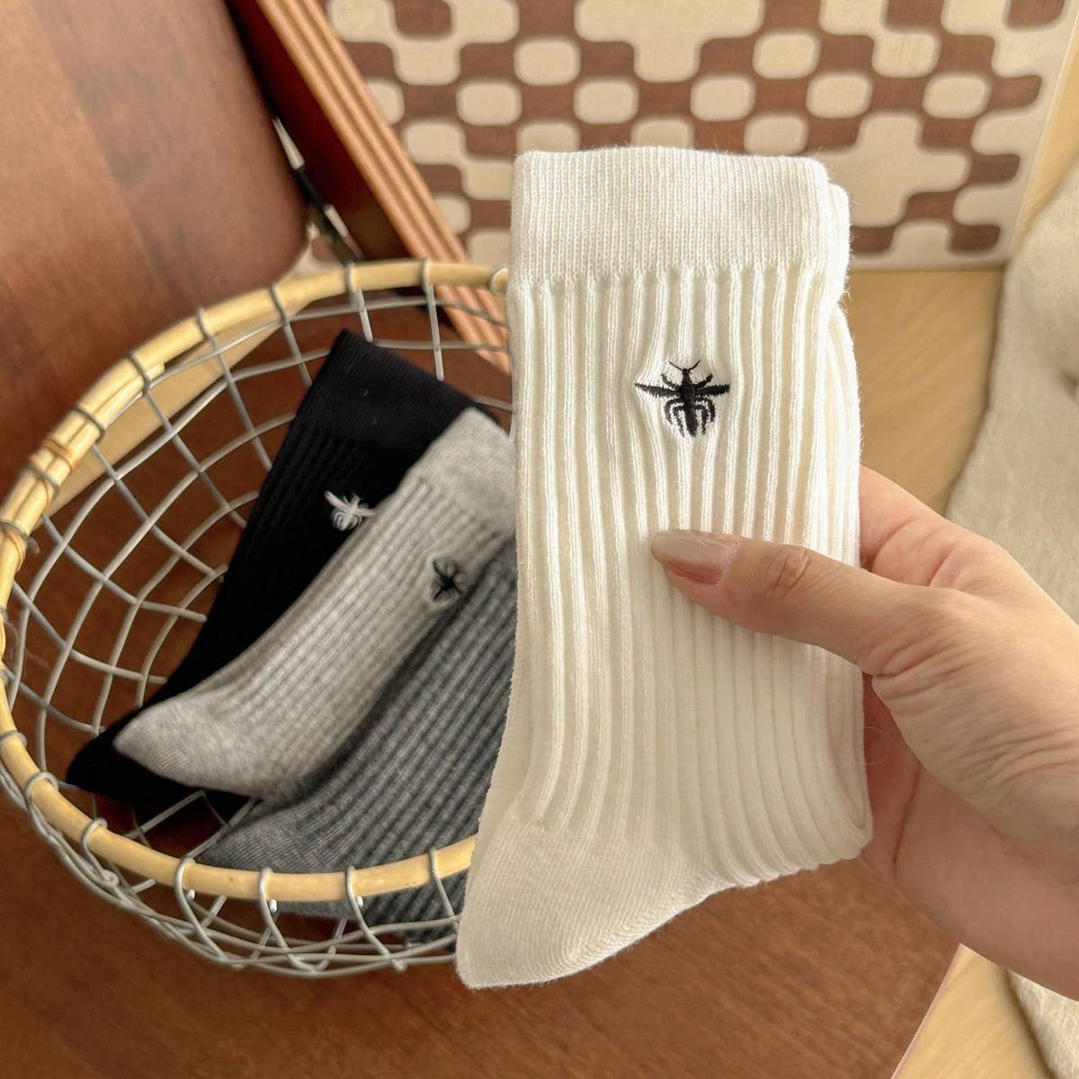 Embroidered Bee Midtube Socks, photo 3 of 8