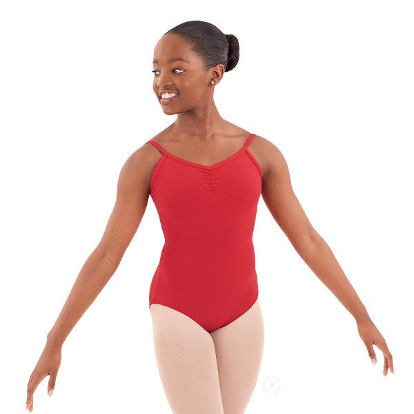 Childrens Cotton Lycra Pinch Front Camisole Leotard