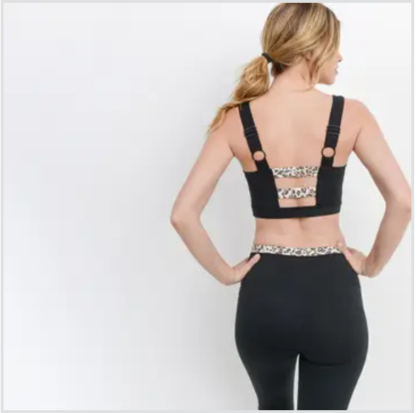 Strappy Sports Bra - Black/Cheetah *