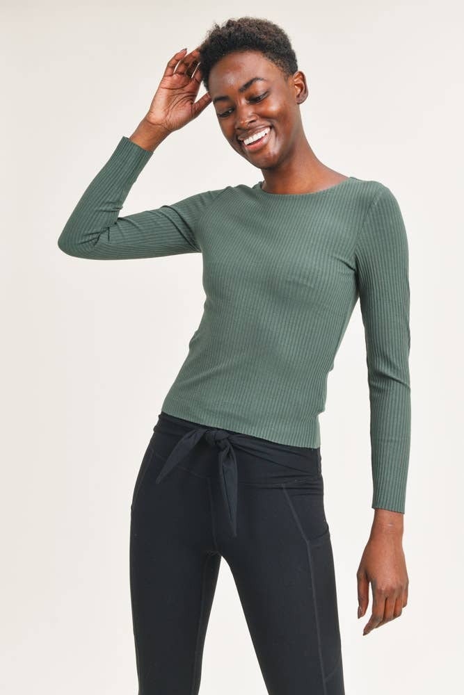 Ribbed Long-Sleeve Cropped Top