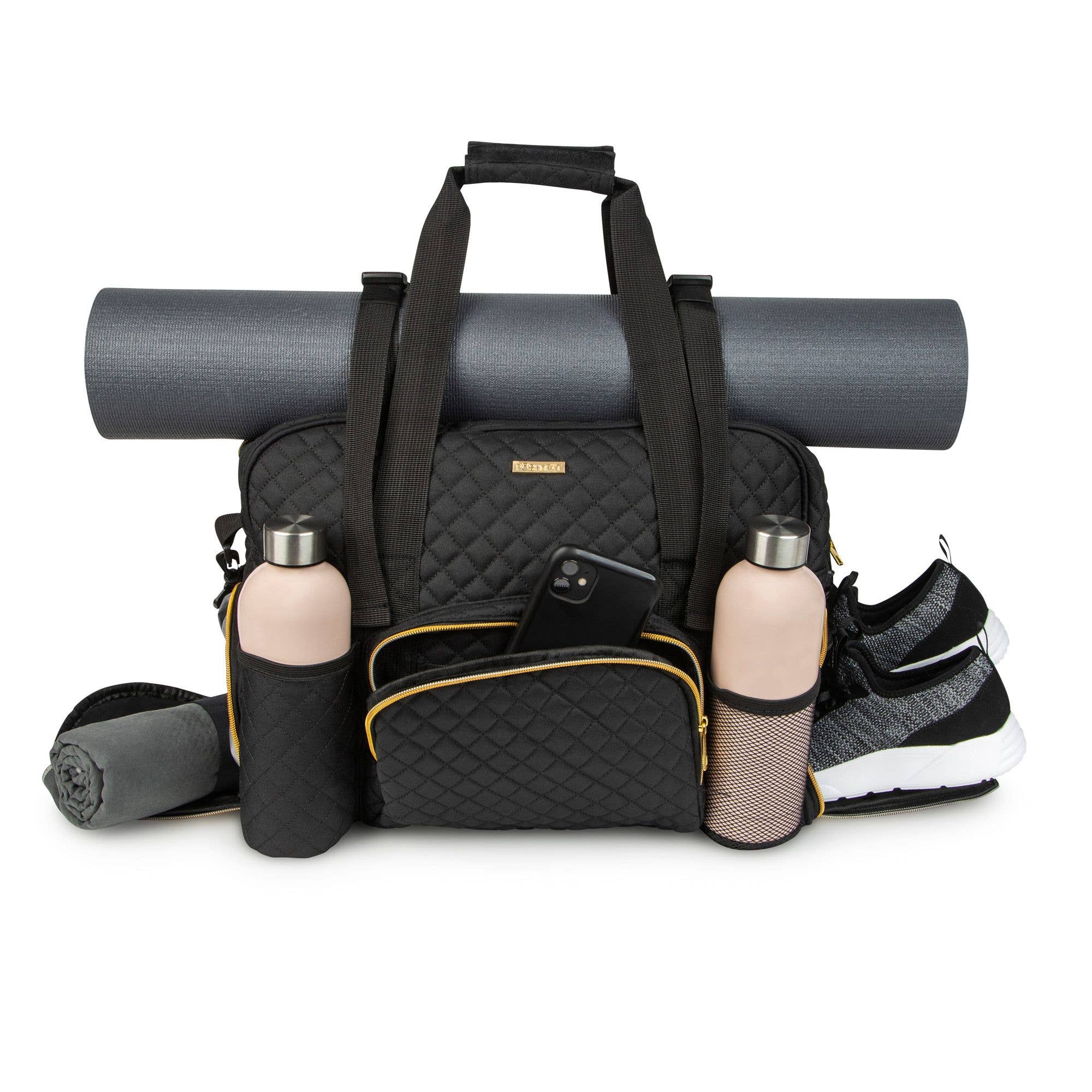 "GRAB IT & GO" Fitness Travel Duffel - Black Quilted Outer
